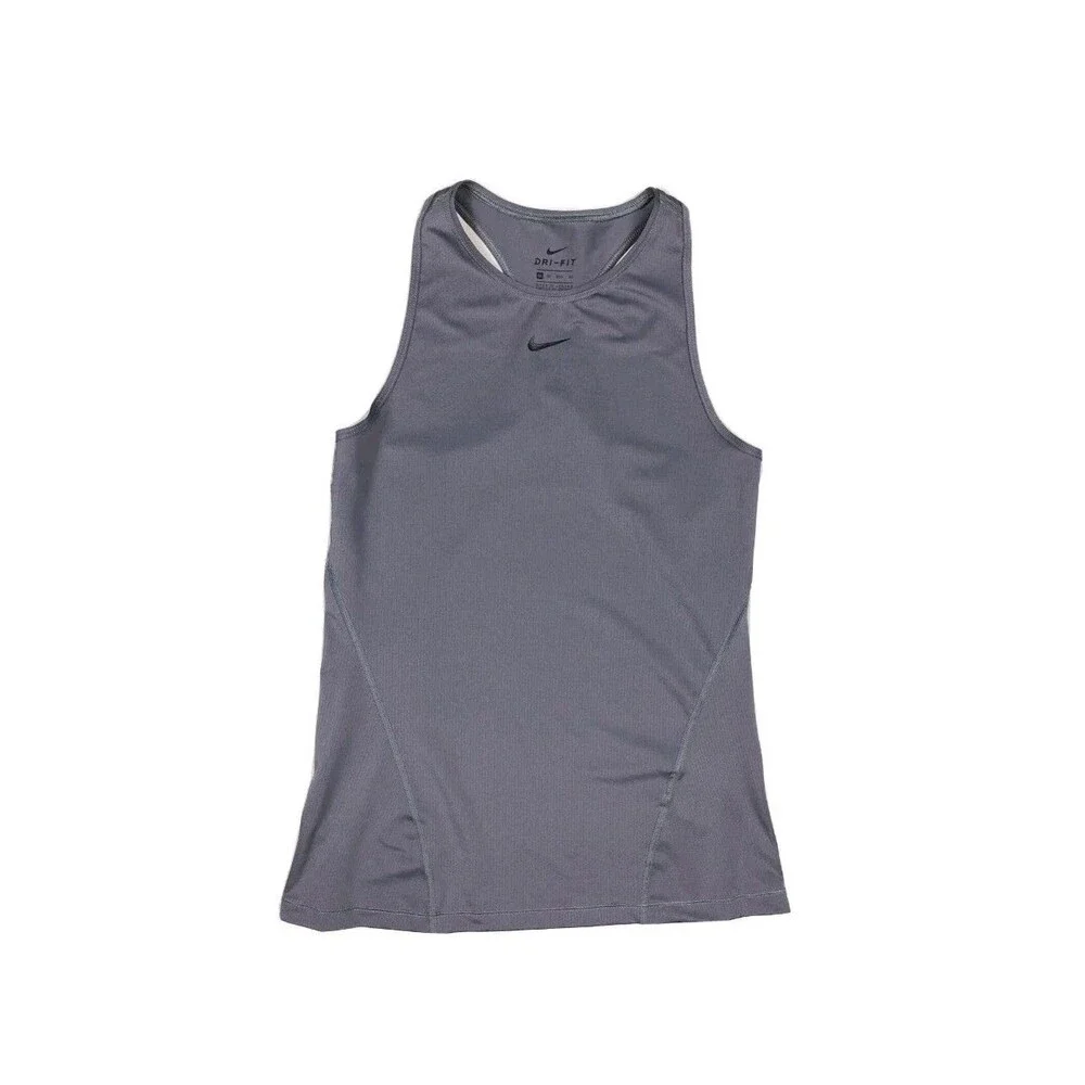 NIKE DRI-FIT Womens Gray High Neck Racerback Tank Top Size XL Shirt
